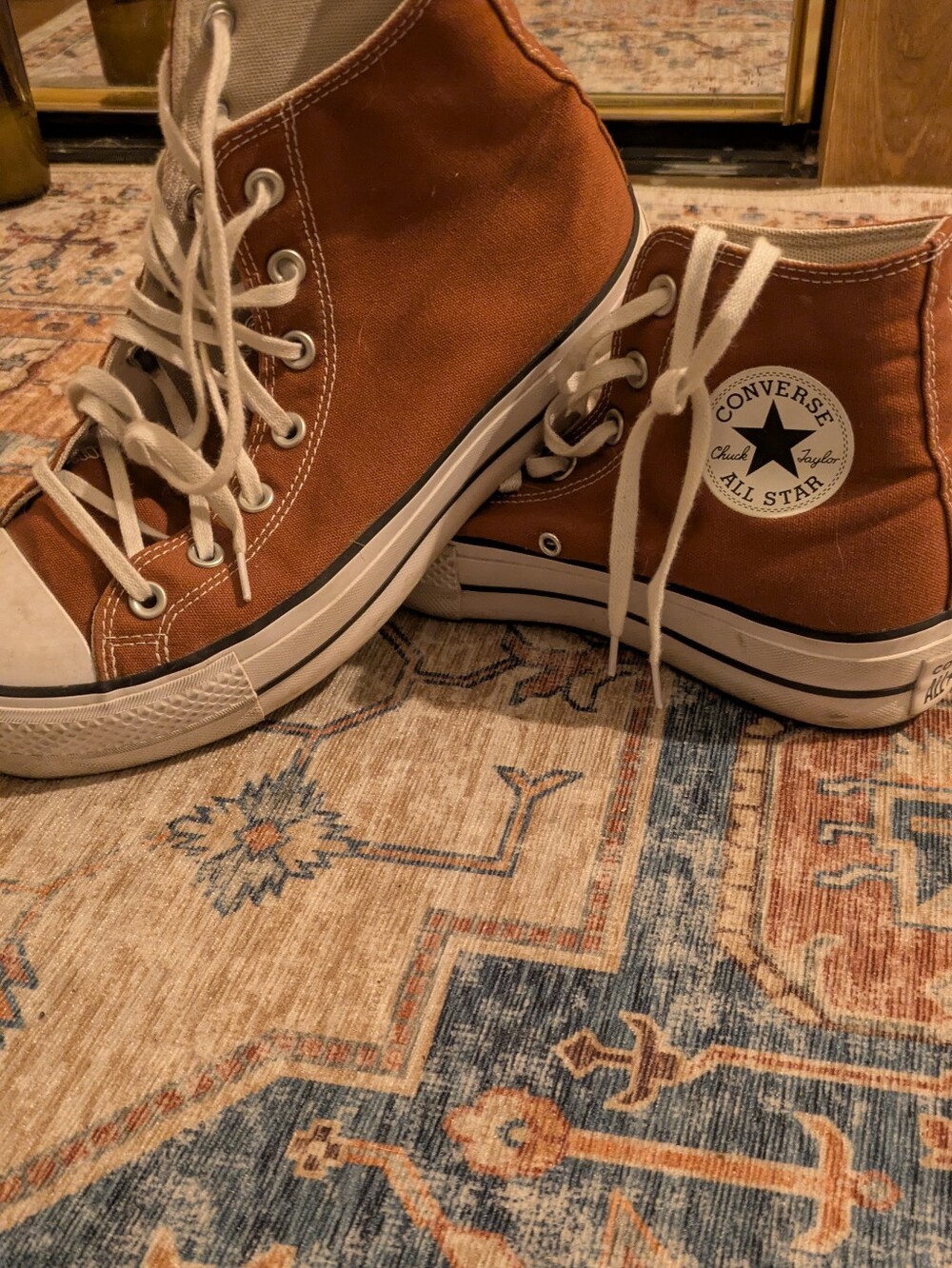 Converse High Top Sneakers in Burnt Orange Canvas